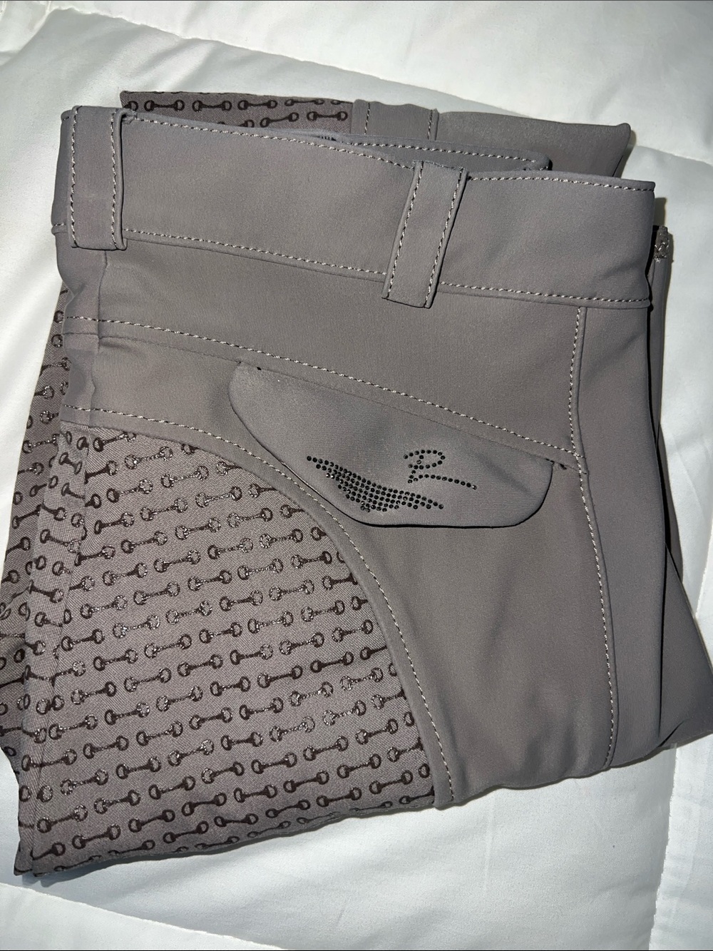 Pikeur Laure GR 38/6Taupe Equitation Breeches with Rhinestone Logo - Picture 3 of 16